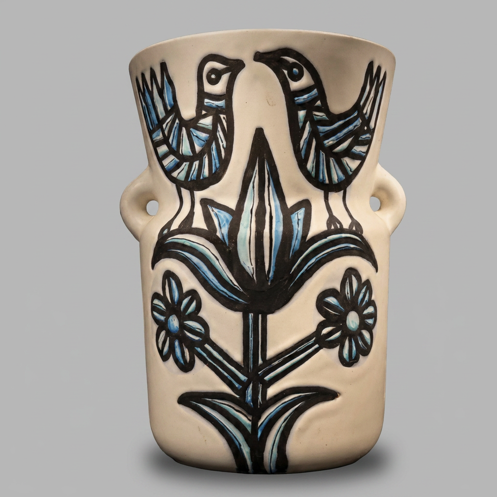 Large handled vase, Roger Capron, Vallauris, circa 1950, unique